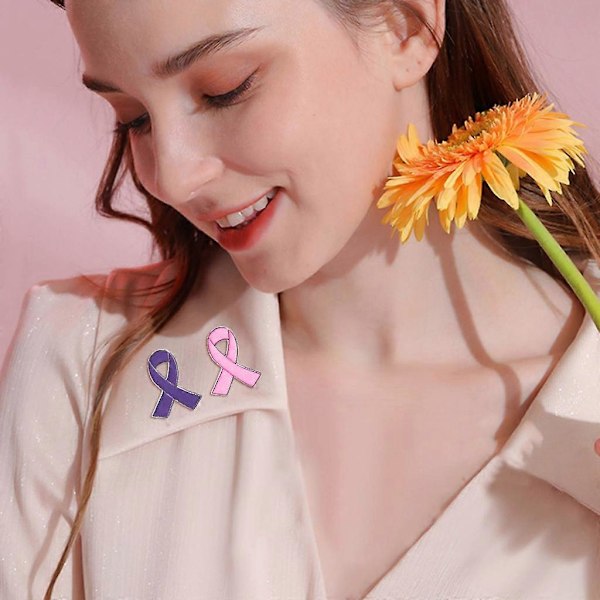 5 Stykker Bånd Broche Nål Revers Nål Corsage Nål Legeringsmateriale Bånd Corsage Nål til Brystkræft og AIDS Bevidsthed Rose Red
