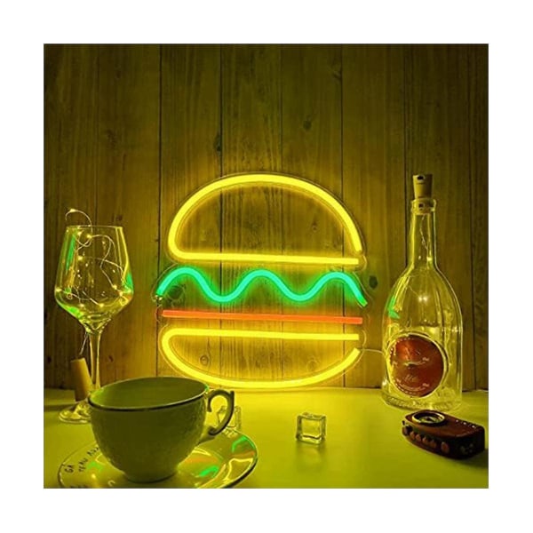 Hamburger Neon Light Neon Sign Usb Powered Wall Art Light Neon Decor Home Decoration For Party Wedd