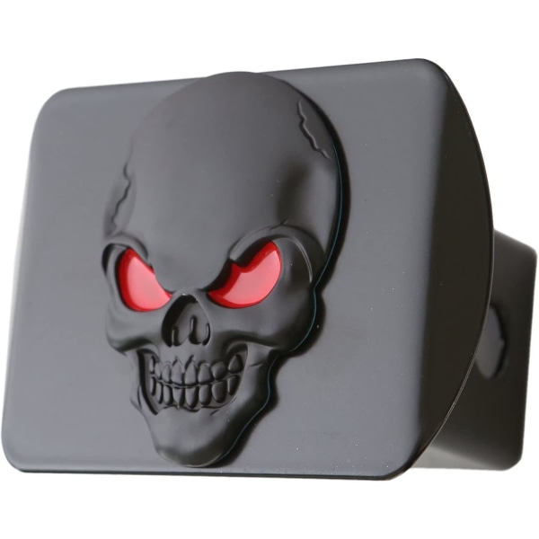 100 % Metal Skull 3D -tunnuksen perävaunun vetokoukun cover sopii 2" vastaanottimiin (musta punainen mustalla)