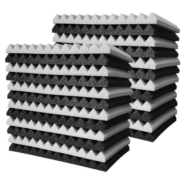 24 stk. akustisk skumplate, studiokileflis, akustisk skumlydisolert pyramide studiobehandling vegg