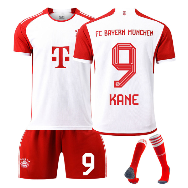 Kane 23-24 FC Bayern München tröja nr 9 hemma fotbollströja set vuxna barn Adult M（170-175cm）