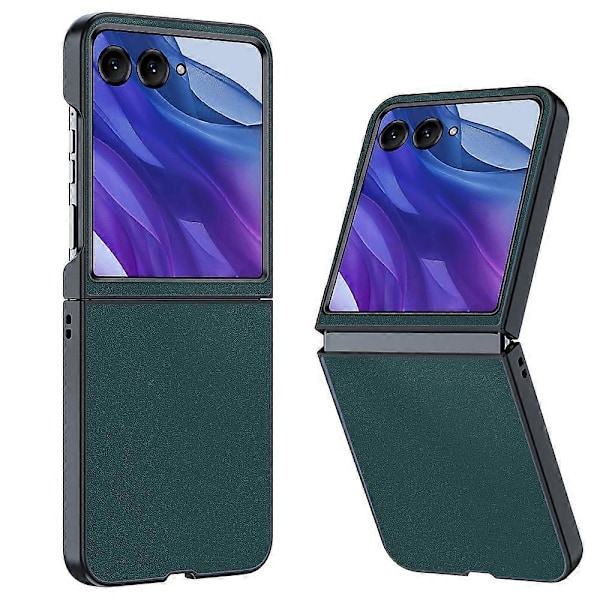 Ultratyndt, enkelt telefoncover i læder Green For Motorola Razr 50 Ultra