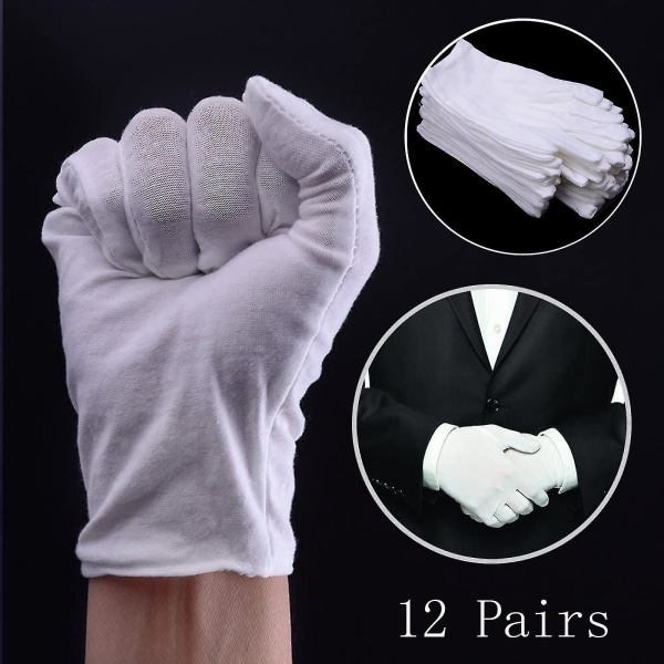 Vita handskar 12 par mjuka bomullshandskar Numismatiska silveranalyshandskar