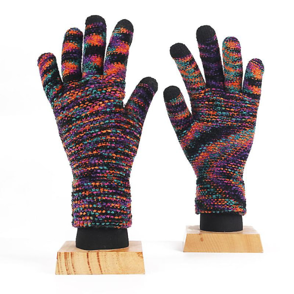 Strikkede handsker "touchscreen handsker damer, varme strikkede handsker" (2 par) black orchid plum red