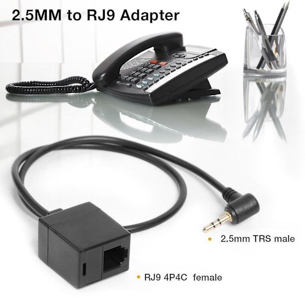 Forlængerkabel Adapter 2,5 mm Hanstik Til Rj9 4p4c Hun Konverter Ledning