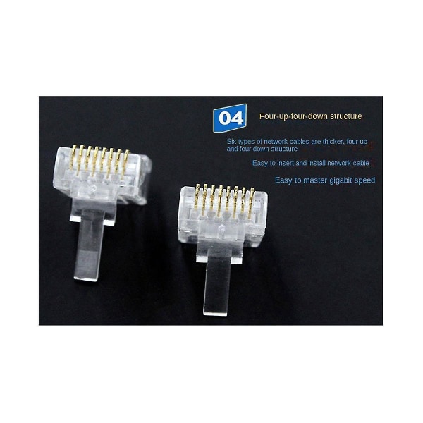 RJ45 Verkkokaapelin Modulaarinen Liitin Ethernet-kaapelin Liitin Suojaamaton 8-nastainen Modulaarinen UTP-kristalliliitin