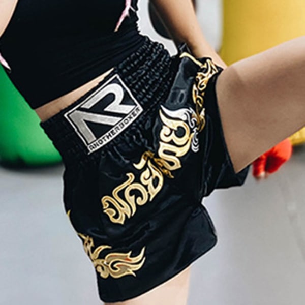 Boxningsshorts Antifriktion Muay Thai kickboxningsshorts för män Pink L