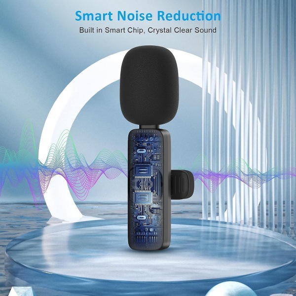 2024 Professionel Trådløs Lavalier Mikrofon 2-pak Noise Canceling Krystalklar Optagelse med USB-C til iPhone 15 Pro Max, iPad, Android, Live St