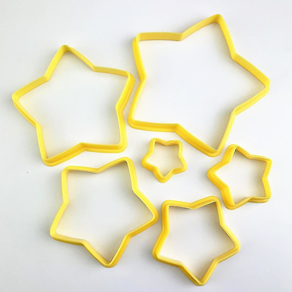 6 Stykker Plastmateriale Baking Fondant Kjeksutstikker Femspissede Stjerneformer