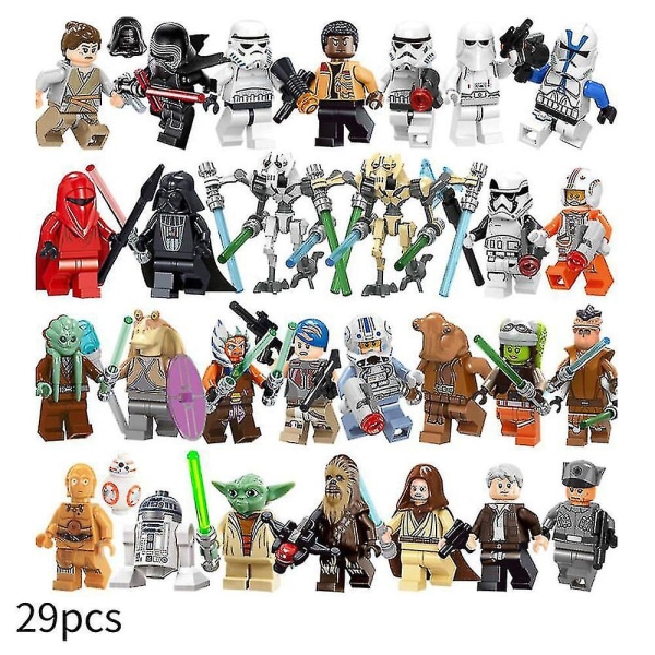 29 stk Star Wars Minifigurer Action Figurer Byggeklodser Børnelegetøj