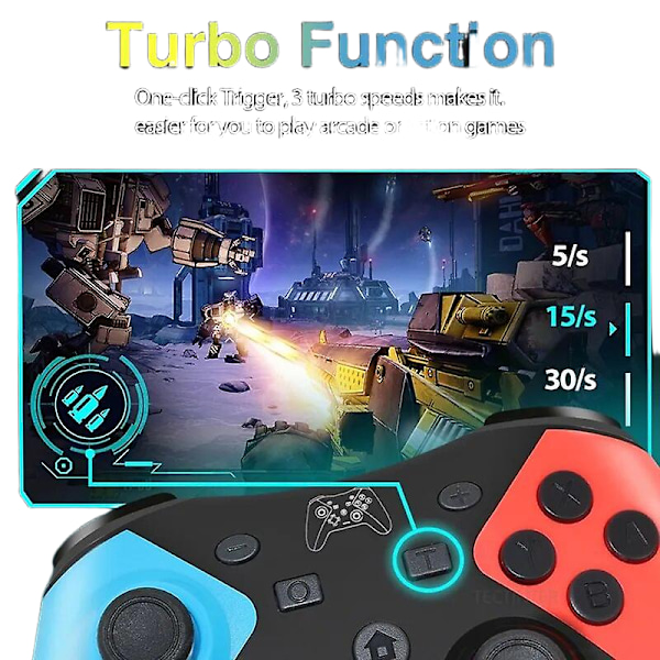 Trådlös Handkontroll Kompatibel med Nintendo Switch, Stöder Bluetooth-Gamepad för Switch Oled/Switch Lite/Android-Telefon PC