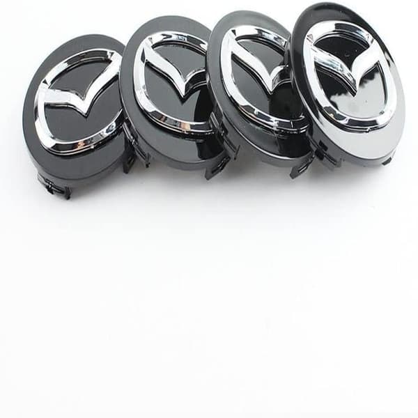 (Sort) 4 stk. Navkapsler til Mazda, 57mm, Navkapsler til Bil