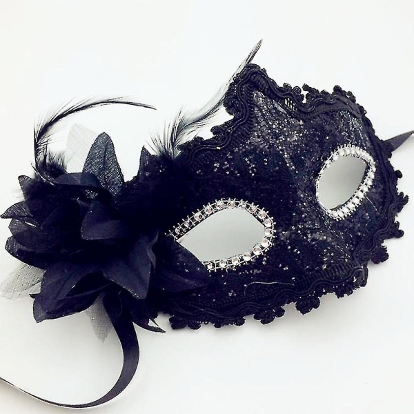 Maskeradmask För Kvinnor Jul Kvinnor Blomma Halvmasker Ögonmask Cosplay Spetsmask