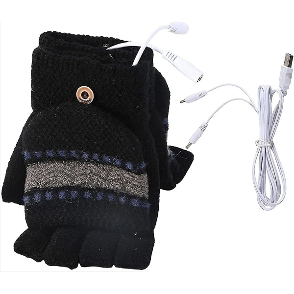 USB uppvärmda handskar Eluppvärmda vantar Dam Vinter Varm dubbelsidig uppvärmning Hela händer USB -uppladdningsbara handskar