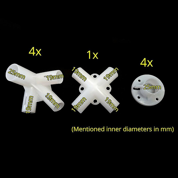 Reservedele til 3x3m Gazebo Markise Telt Fødder Hjørne Center Connector 25/19mm