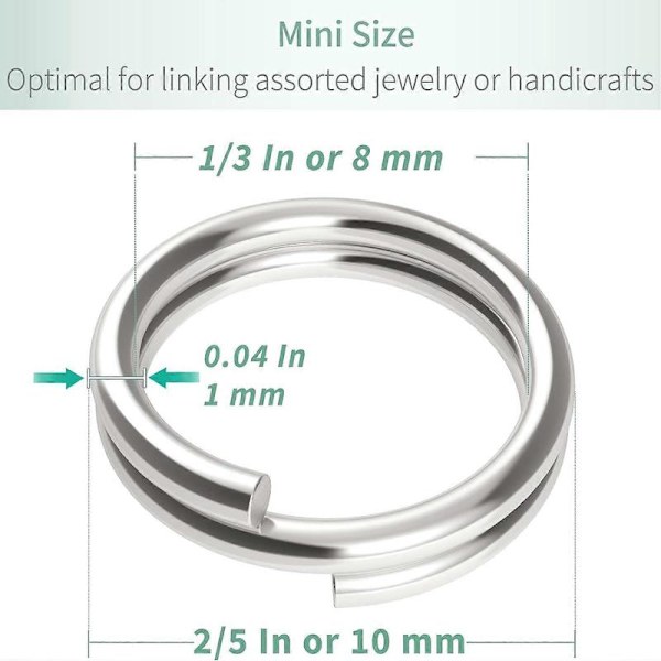 100-pakning 10 mm Mini Splittringer Smykker Koblinger