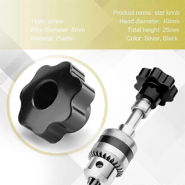5 stk. grepsknotter, hunngjengediameter 8 mm, hodediameter 40 mm Silver Black