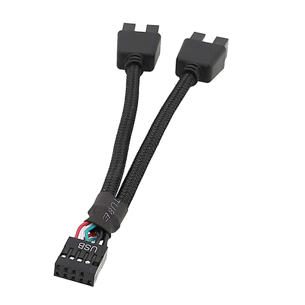 Emolevyn USB 9-nastainen liitäntäotsikon jakaja 1-2 jatkokaapelisovitin