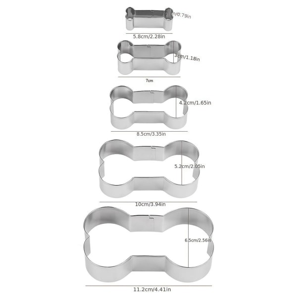 5 kpl Keksileikkurin molds Ruosteenkestävät Tarttumattomat Uudelleenkäytettävät Tee-se-itse koiranluu Mini Cookie Cutter ruostumattomasta teräksestä valmistetut voileipäleikkurit