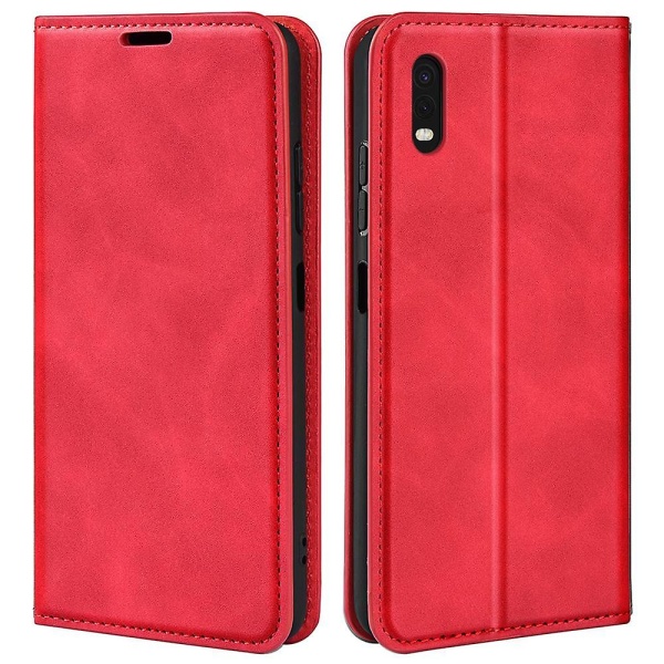 Samsung Galaxy Xcover Pro PU-nahkaiselle TPU- case jalustalle, magneettinen ihokosketus, käännettävä lompakkopuhelimen cover Red