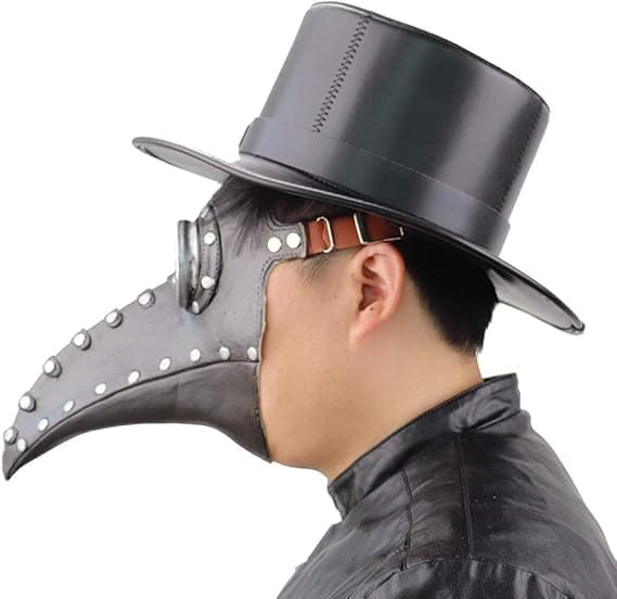Halloween Lang Nese Fuglenebb PU Lær Pestedoktor Hodeplagg Gotisk Steampunk Middelalder Nebb Maske