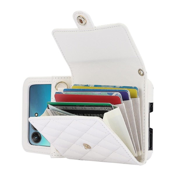 For Motorola Razr 40 Ultra 5g Kortspor Etui Pu Lær+pc Kryssveske Telefondeksel White