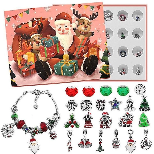 2022 jul 24 dagers nedtelling adventskalender Blind Box Gjør-det-selv Armbånd Pendant Blind Box Xmas Barn Jenter Gaver