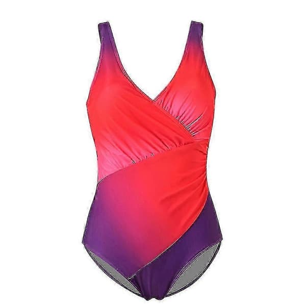 Dame One-piece Wrap Badedragt med Polstret Monokini Bodysuit til Sommerstrand Gradient Purple M