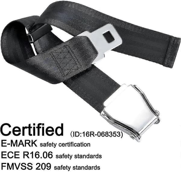 Bältesförlängare för flygplan, E4-certifierad, justerbar från 15,2 cm till 81,3 cm