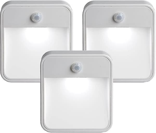 Batteridriven rörelsesensor LED Stick-anywhere Nattlampa, 3-pack, Vit, 3 stycken