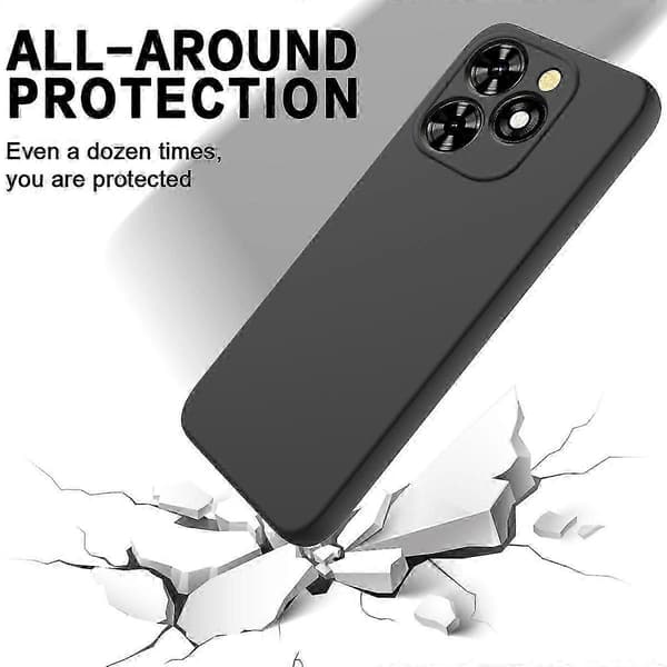 Solid Färg Flytande Silikon Fallsäker Full Täckning Skyddsfodral Black For Tecno Spark 20 Pro