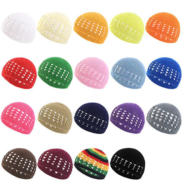Yksinkertainen väri käsintehty virkattu cap naisille miesten talvisäilyttävät neulehatut multicolor
