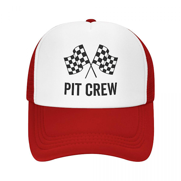 Trendig keps med schackrutig flagga för racingteam, justerbar basebollkeps för män och kvinnor, sportig trucker-keps Red Trucker Hat