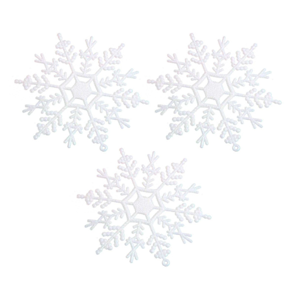 Julepynt Salg Juletre Anheng Glitter Hvit 12cm Plastblomst Femspiss Stjerne Snøfnugg Hjort Anheng Scene Arrangement Dekor