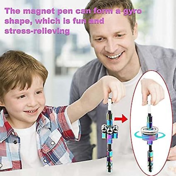 Magnetisk stangpenn Metall Magnetleketøy Anti-stress silver 1 set