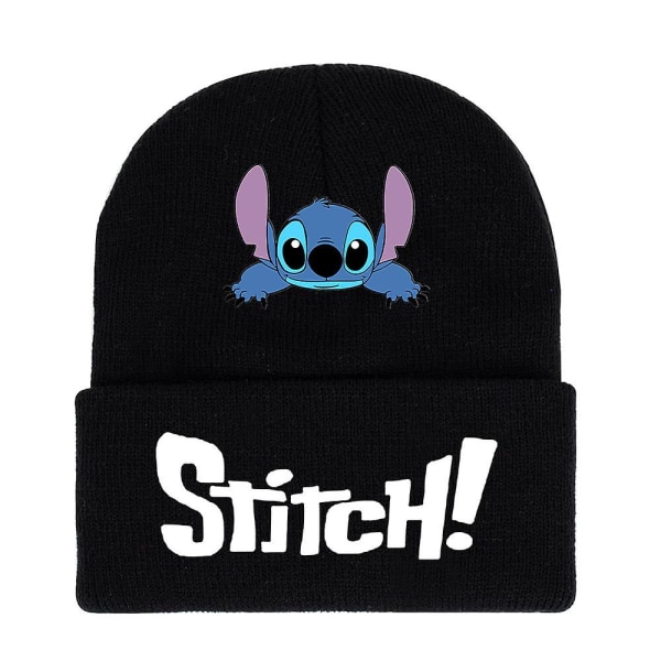 Unisex Lilo Stitch tegneseriefigur trykt strikket beanie hat vinter varm ski cap gave A