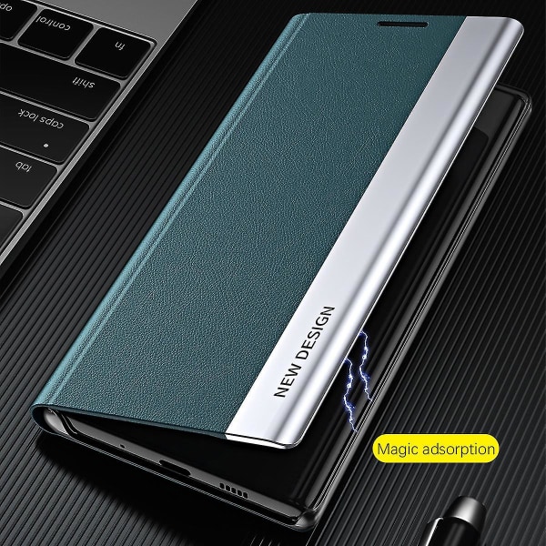 Kompatibel Honor Magic 5 Lite 5g /x9a 5g galvanisering Pu Leather Flip Stand Phone Cover Phone Case-i Silver