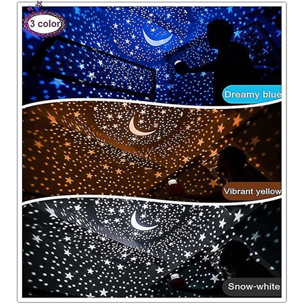 Fjärrkontroll och timerdesign Havsbotten Stjärnhimmel Roterande Led Star-projektor för sovrum, nattljus för barn, nattfärg Månlampa för barn Ba