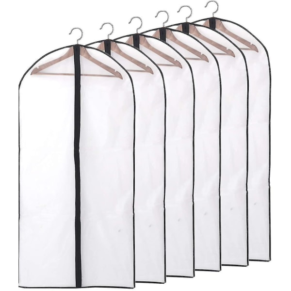 Beklædningstasker, [6 stykker] Transparent beklædningsgenstand, med lynlås 60x140cm Black