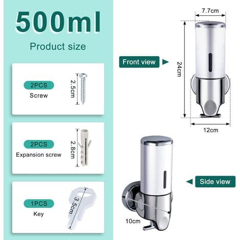 500 ml tvåldispenser, väggmonterad handtvåldispenser, manuell tvåldispenser för köket