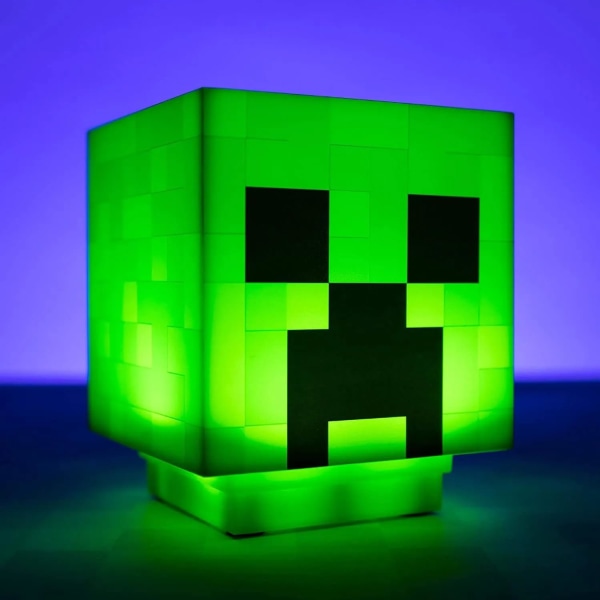 Minecraft Creeper-lampe, dekorasjonsnattlys, LED-lamper med spilllyd, oppladbar, nattlampe for barn, nattlampe for vegg (grønn) romersk