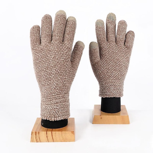 Stickade handskar "pekskärmshandskar dam, varma stickade handskar" (2 par) brown