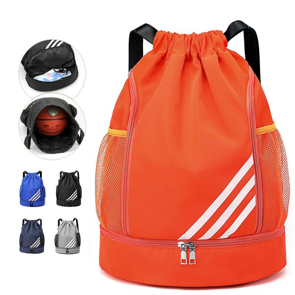 2023 Ny rygsæk med snoretræk Sportsgymnastiktaske med indvendigt rum og to vandflaskeholder Orange