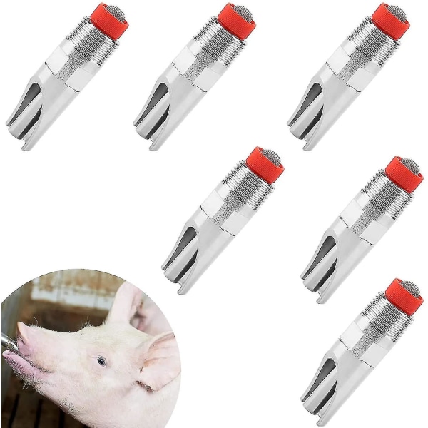 Rostfritt stål grisvattnare Automatiska grisvattnare 6st rostfritt stål anknäbb typ vattenmatare med filter för grisar automatisk vattenmatning