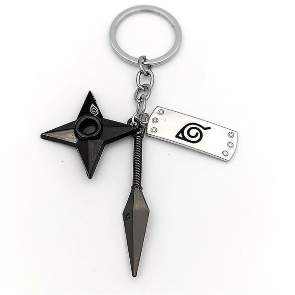 Naruto Kunai Cos vapen rekvisita nyckelring nyckelring Konoha logotyp hänge A