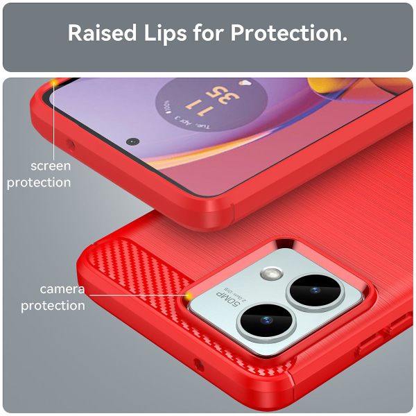 Til Motorola Moto G84 5G etui TPU Shell telefoncover med kulfiber tekstur-rød