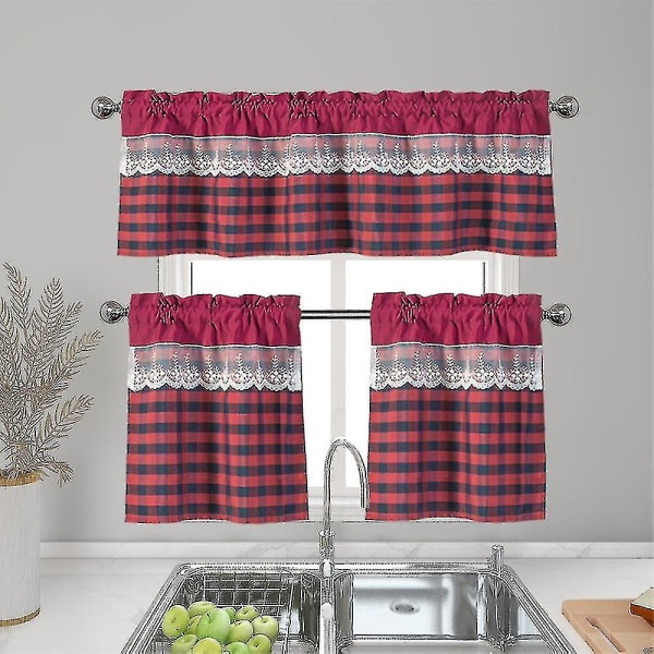 Keittiön Verhot Sisustus Ikkuna Verho Ylellinen Cafe Valance Topper Verhot Wine Red 130cmx41cm