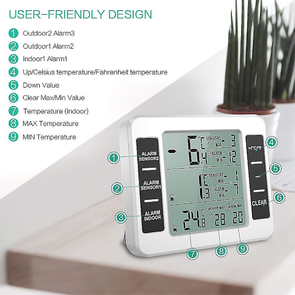 Opgraderet version køleskabs termometer trådløs digital fryser