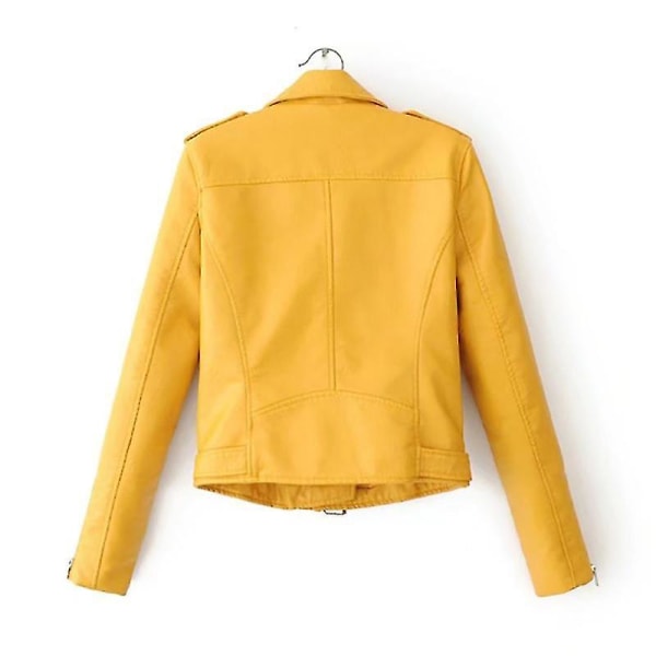 Skinnjakke Kvinne Short Paragraph Slim Pu Jacket Hundred With Small Jacket Yellow L