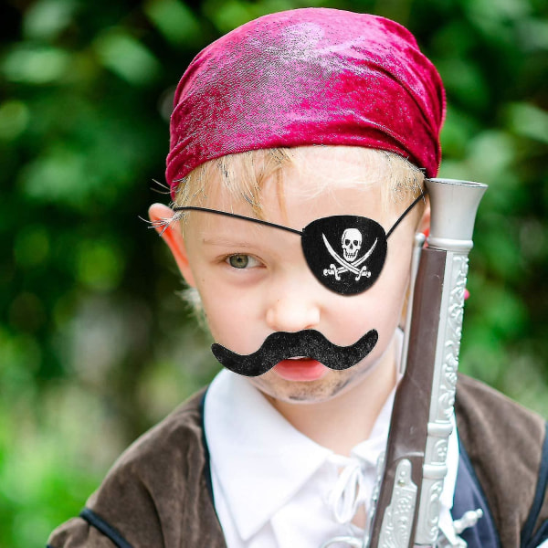 12st Pirate Eye Patches Svart Filt En Eye Skull Kapten för Halloween